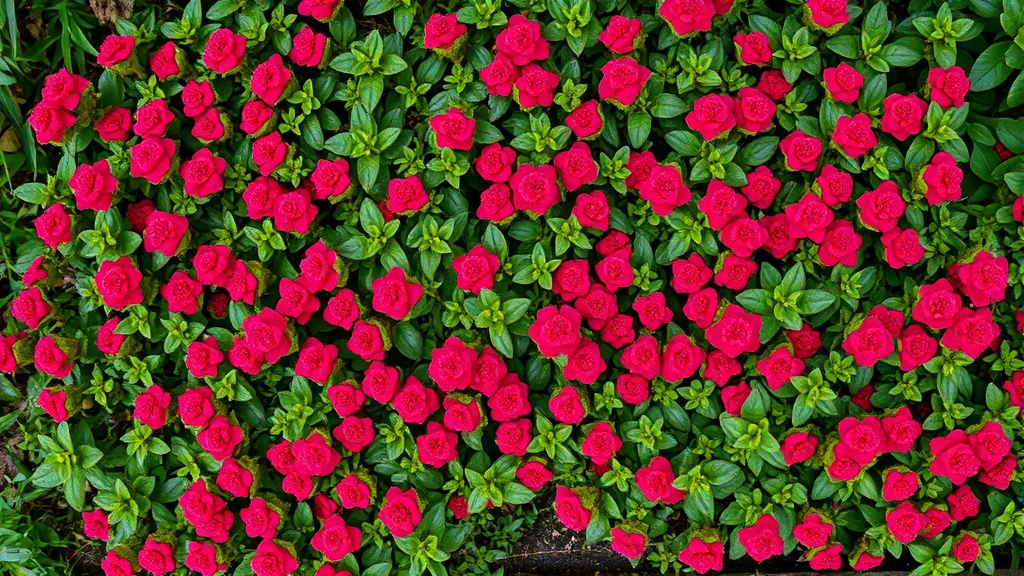 natural flea repellent for dogs -
Photorealistic overhead shot of a garden with red creeping thyme plants in full