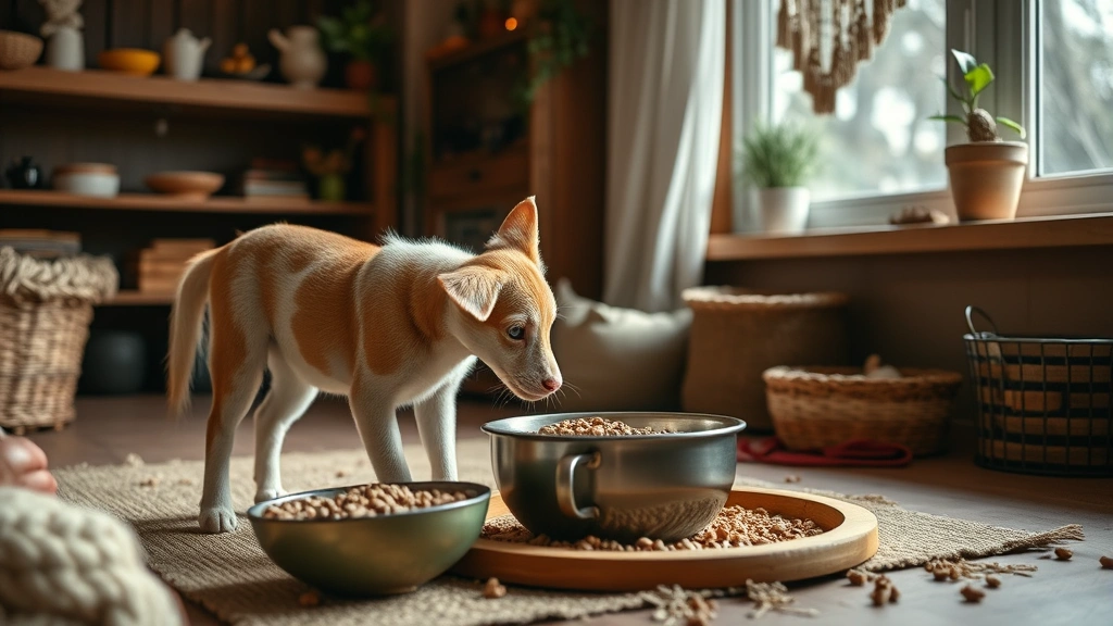 new home feeding adjustment -
demonstrating proper feeding setup in a cozy home environment