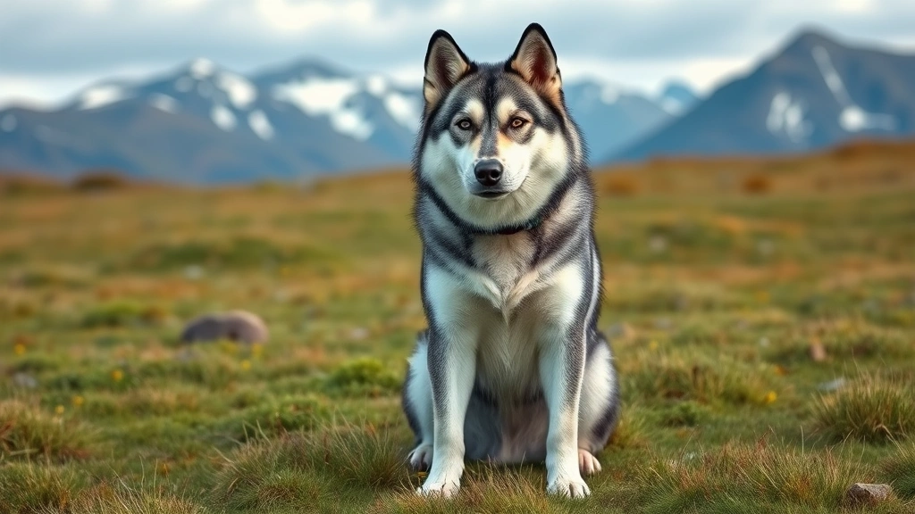 northern inuit dog -
Photorealistic image of a northern inuit dog sitting in a grassy yard with moun