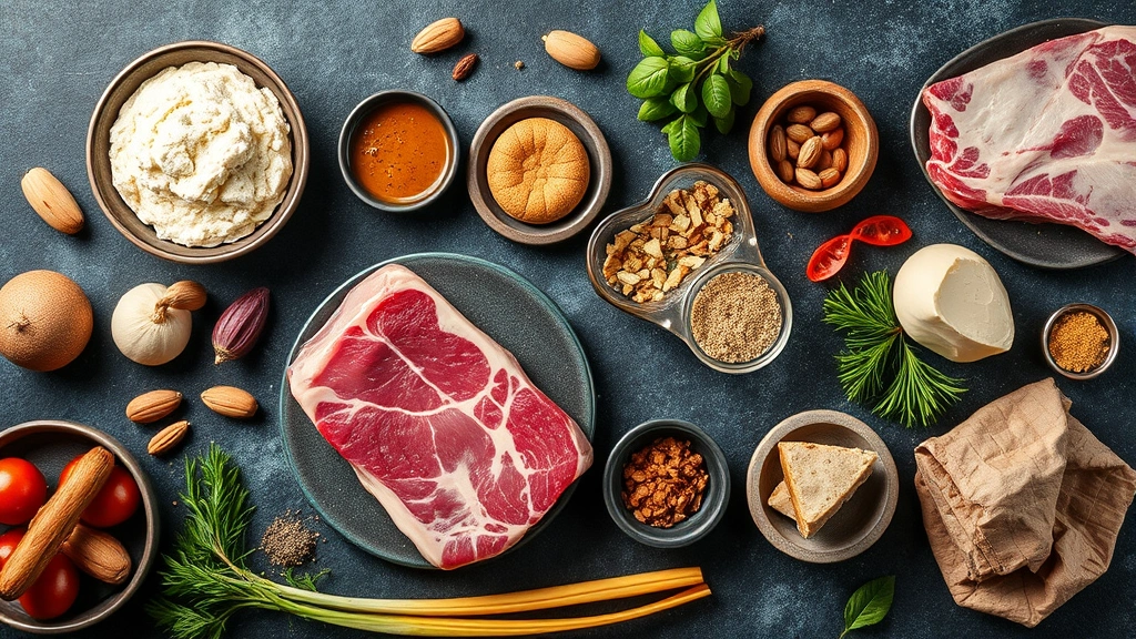 novel protein introduction schedule -
Photorealistic overhead shot of various raw novel protein ingredients including