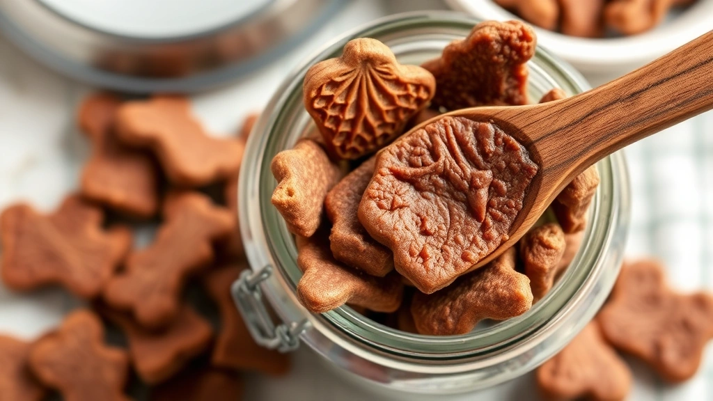 nutri bites freeze dried beef liver dog -
Photorealistic overhead shot of freeze-dried beef liver treats in a clear glass