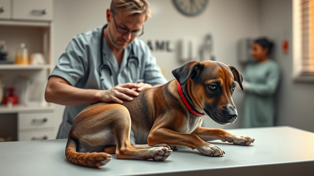 nuts toxic to dogs -
Photorealistic image of a veterinarian examining a sick dog on an examination t