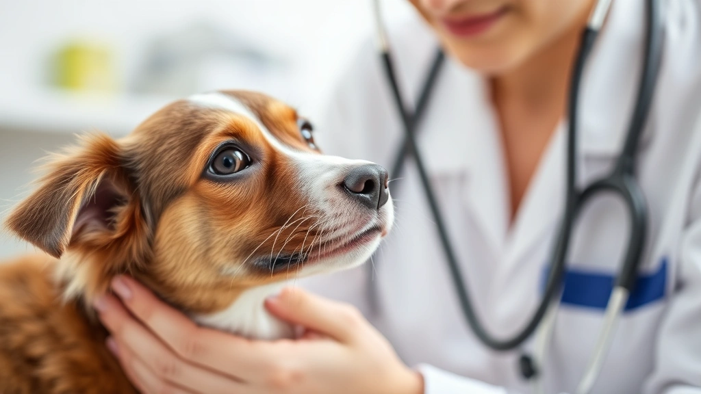 onions and dogs -
Close-up of a veterinarian examining a small brown and white dog with a stethos