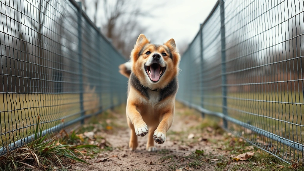 outdoor dog fence -
showing the dog’s joy and freedom within the secure boundary
