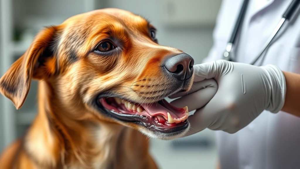 pale gums in dogs -
Photorealistic image of a veterinarian checking a dog’s gum color and cap