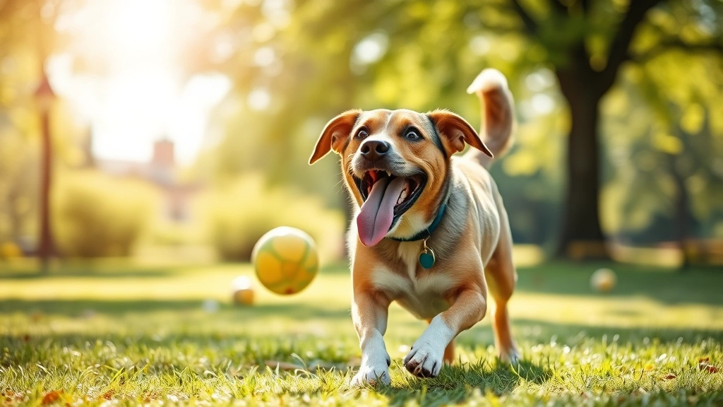 paraphimosis in dogs -
Photorealistic photo of a happy, healthy male dog playing fetch in a sunny park