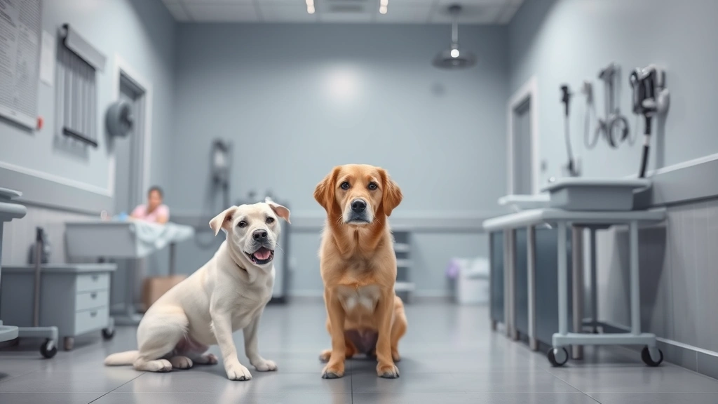 parvo immunization dogs -
veterinary clinic setting with soft lighting
