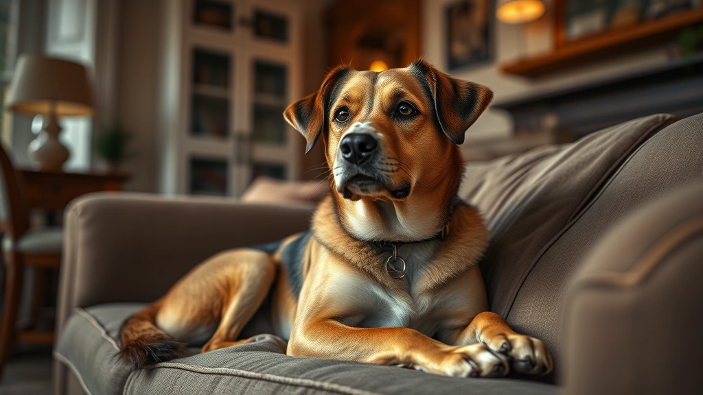 peanut the dog -
Photorealistic photo of a dog in a cozy home environment, relaxed on furniture,
