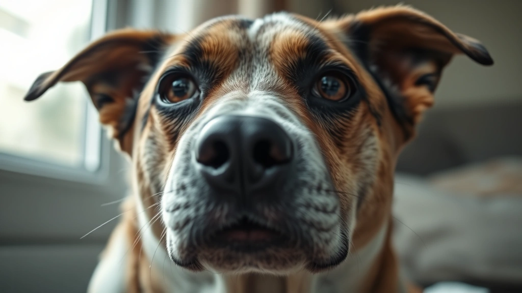 pedialyte for dogs -
Photorealistic photo of a dehydrated dog showing sunken eyes and tired expressi