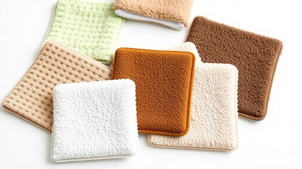 pee pads for dogs -
Photorealistic close-up of various dog pee pad types laid out on a white surfac