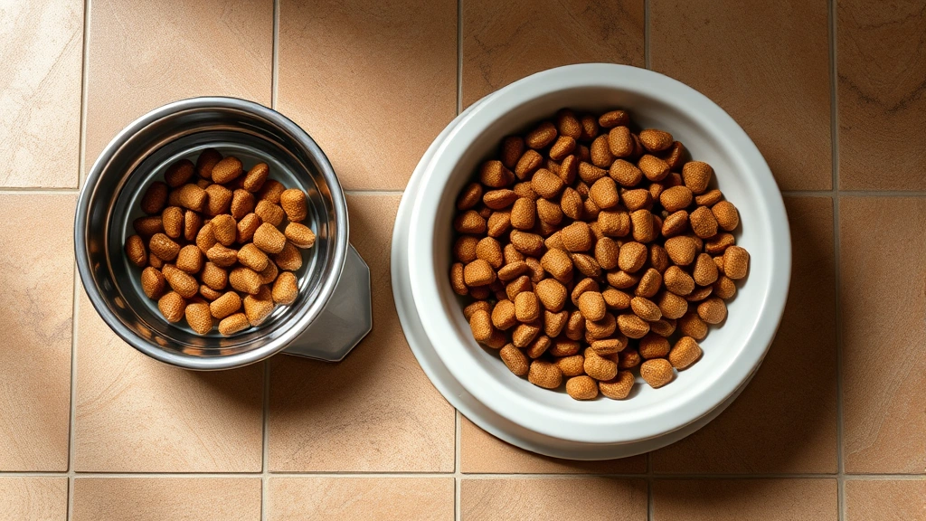 pepcid for dogs -
Photorealistic overhead shot of a dog’s food bowl filled with healthy dog