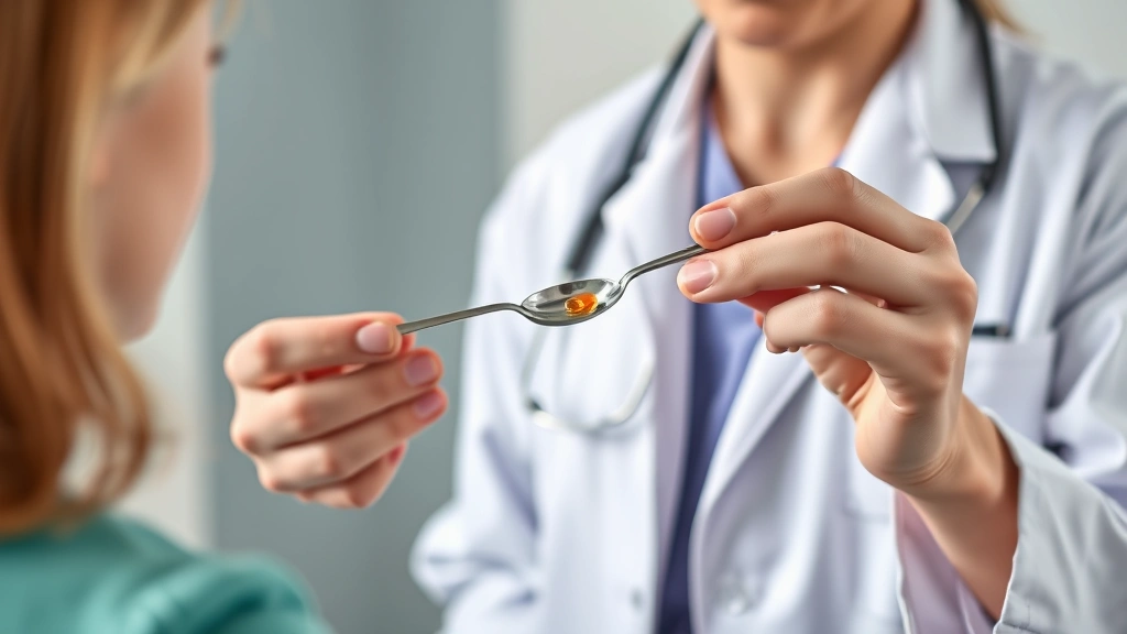 pepto for dogs -
Photorealistic image of a veterinarian in a white coat holding a small measurin