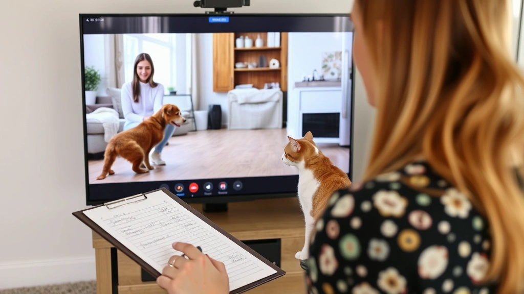 pet behavioral telehealth -
A certified animal behaviorist taking detailed notes on a clipboard while obser
