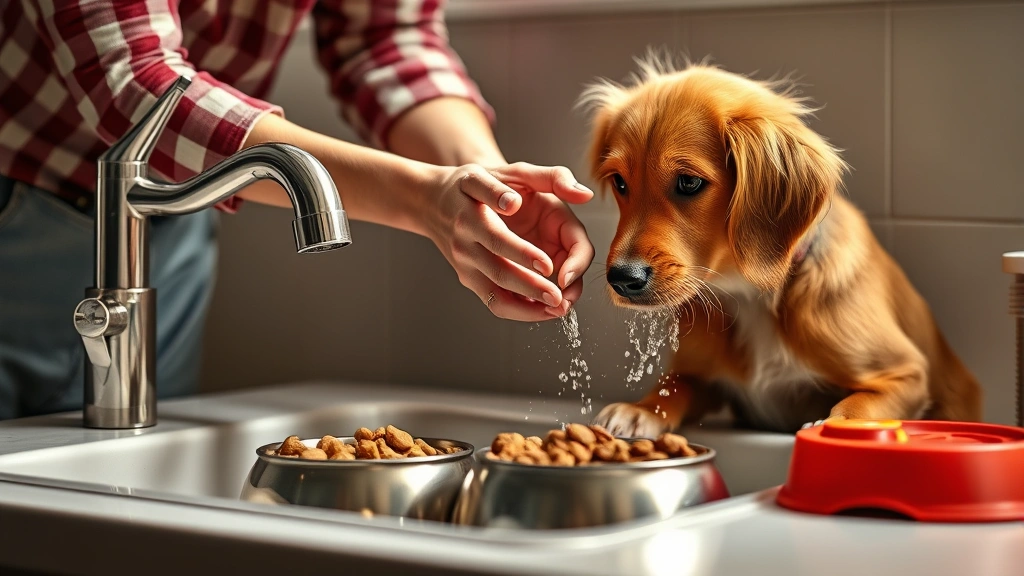 pet food safety -
Photorealistic photo of a pet owner washing their hands over a sink with pet fo