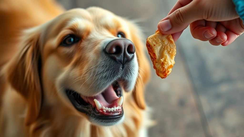 pet-friendly people food -
Photorealistic close-up of a happy golden retriever’s face looking up at 