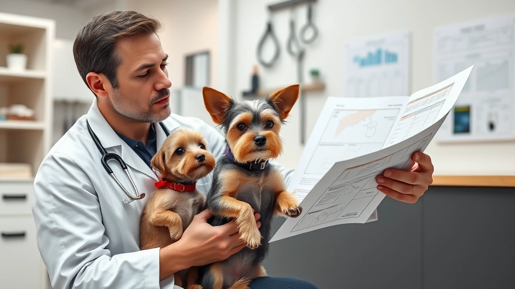pet heavy metal detox supplements -
Photorealistic scene of a veterinarian in a white coat reviewing health charts 
