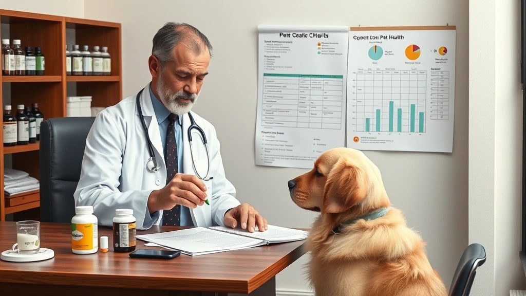 pet supplement interactions -
Photorealistic image of a veterinarian in a white coat reviewing supplement bot