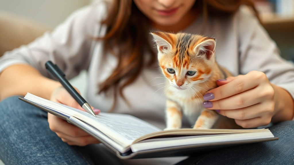 pet symptom checker online -
A concerned cat owner examining their kitten’s symptoms while taking note