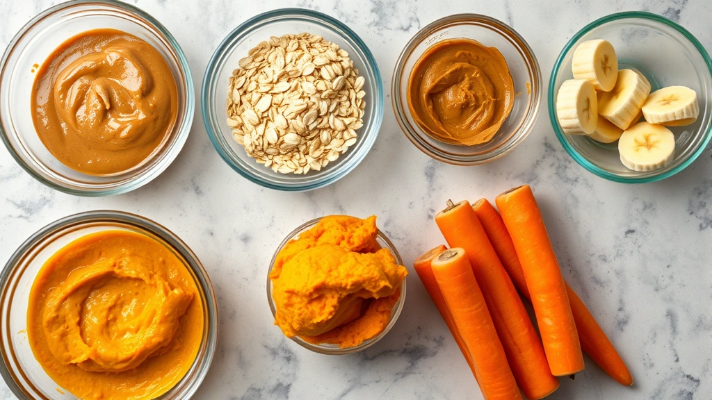 pet treat recipes -
Photorealistic overhead shot of various homemade dog treat ingredients in glass