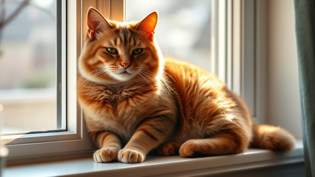 pheromone supplements -
Photorealistic image of a relaxed cat sitting contentedly on a windowsill with 