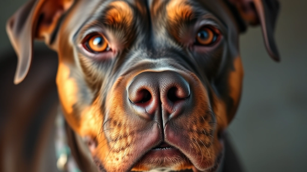 pitbull dog mix rottweiler -
A close-up portrait of a pitbull rottweiler mix’s face showing its intell
