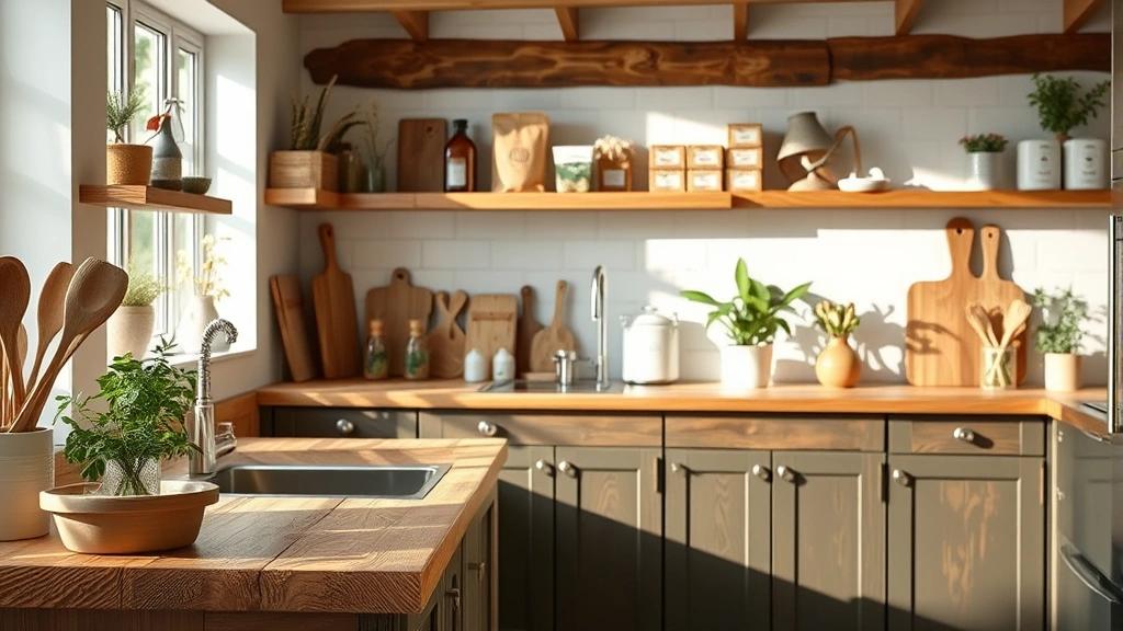 planet-conscious pet care -
natural kitchen with sustainable wooden countertops and eco-friendly packaging