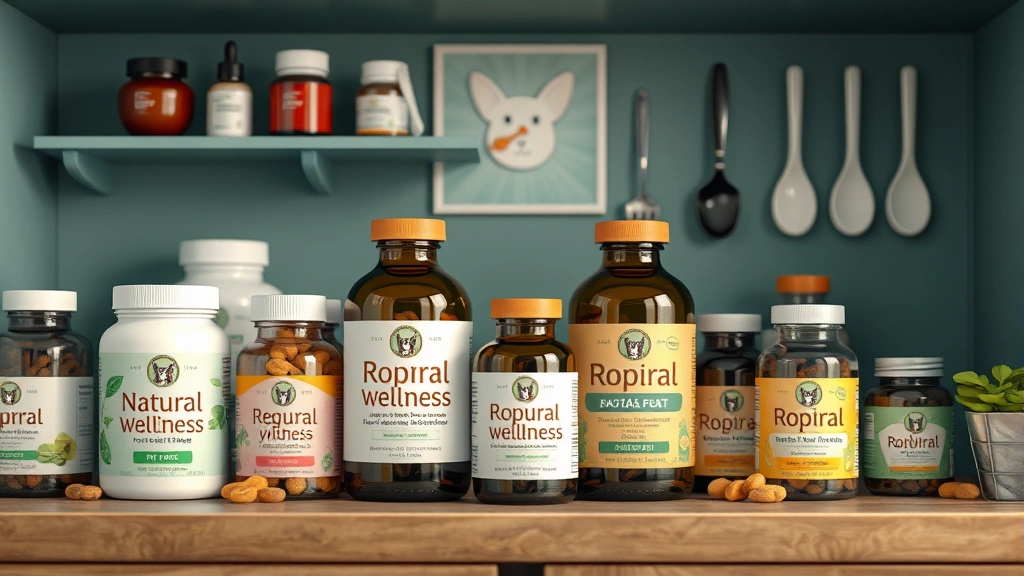 planet-conscious pet care -
Photorealistic image of an organized pet wellness station featuring natural pet