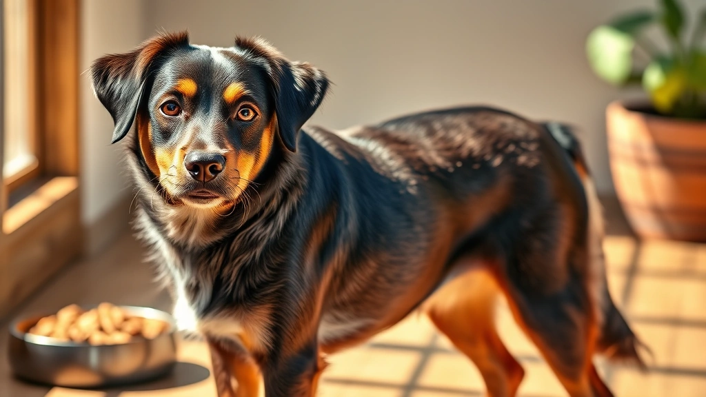 plant-based pet food -
Photorealistic image of a glossy-coated dog with vibrant fur standing in natura