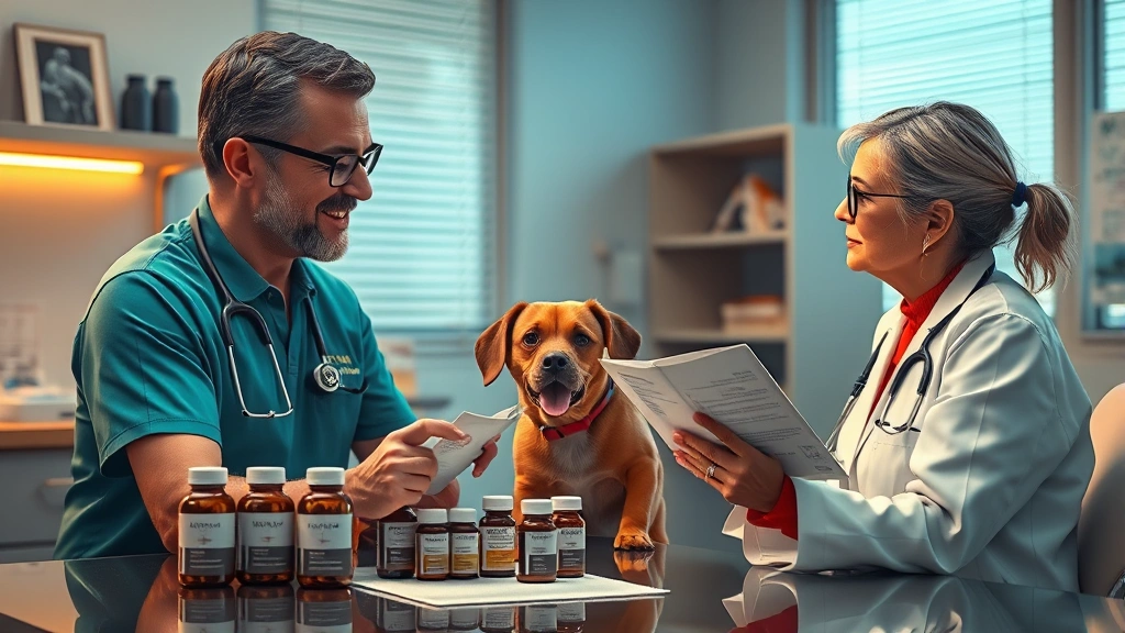 post-surgery supplements for pets -
Photorealistic image of a veterinarian consulting with a pet owner about post-s