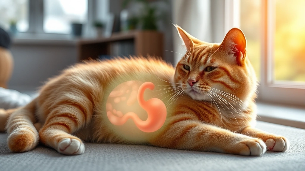 powder probiotics for cats -
Photorealistic image of a cat’s healthy digestive system visualization, s