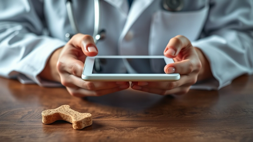 previcox for dogs -
Photorealistic close-up of a veterinarian’s hands holding a small white t