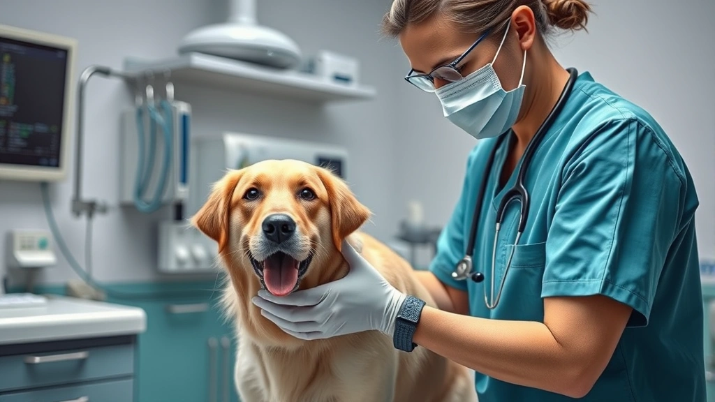 primal dog food -
Photorealistic image of a veterinarian examining a dog during a health check-up