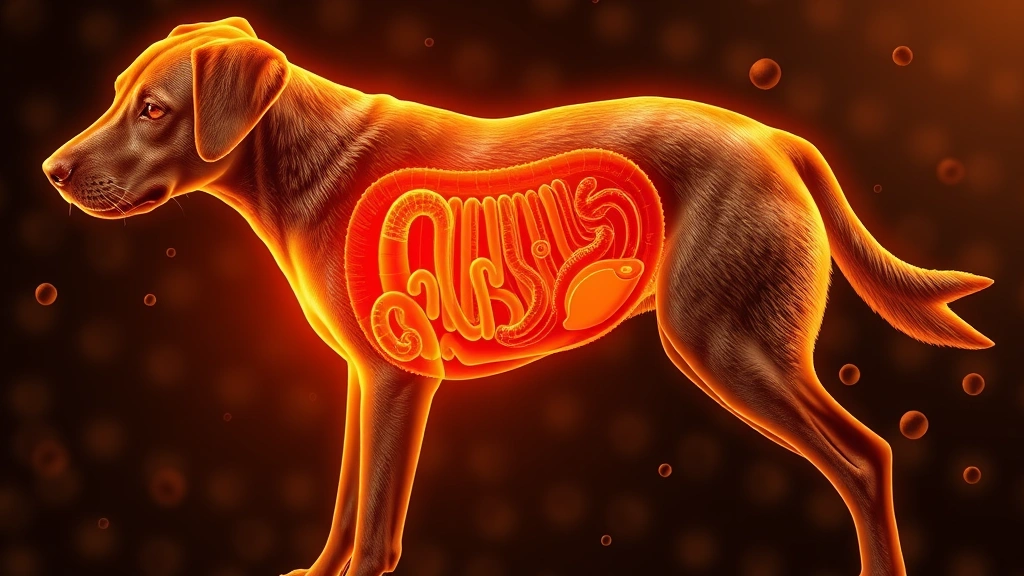 proviable forte for dogs -
Photorealistic image of a dog’s digestive system highlighted in warm tone