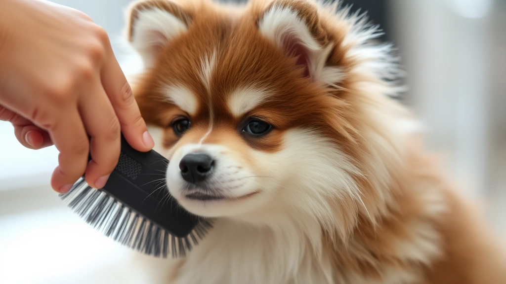 puppy samoyed dog -
Samoyed puppy being groomed with brush