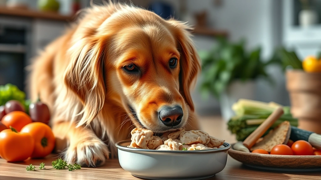 purina beneful dog food -
Photorealistic happy golden retriever eating from a bowl with fresh ingredients