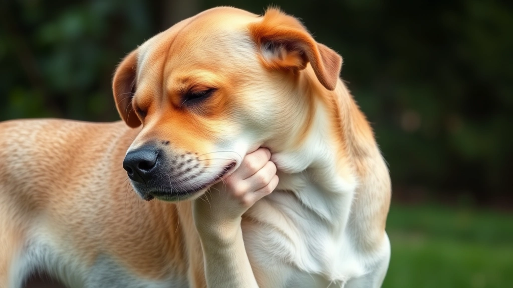 pyoderma in dogs -
Dog scratching its skin with visible discomfort, photorealistic style, natural