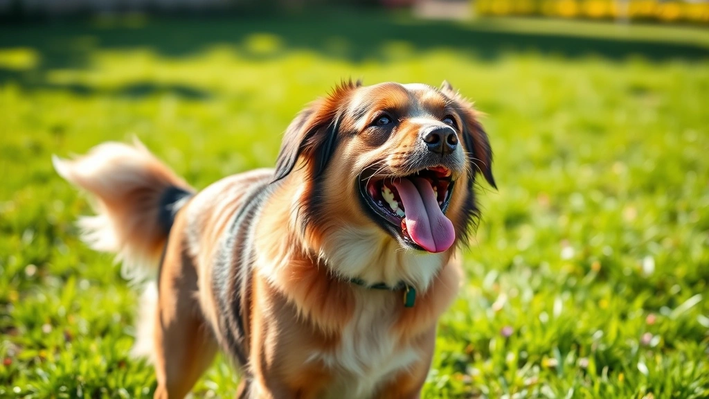 pyrantel pamoate for dogs -
Photorealistic photo of a healthy adult dog with shiny coat playing outdoors in