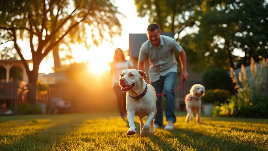 rabies shots for dogs -
Photorealistic photo of a happy family with their vaccinated dog playing safely