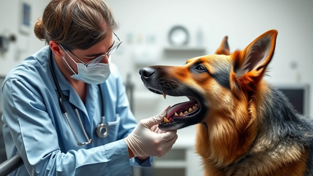 rabies symptoms in dogs -
Photorealistic image of a veterinarian in a clinic examining a German Shepherd&