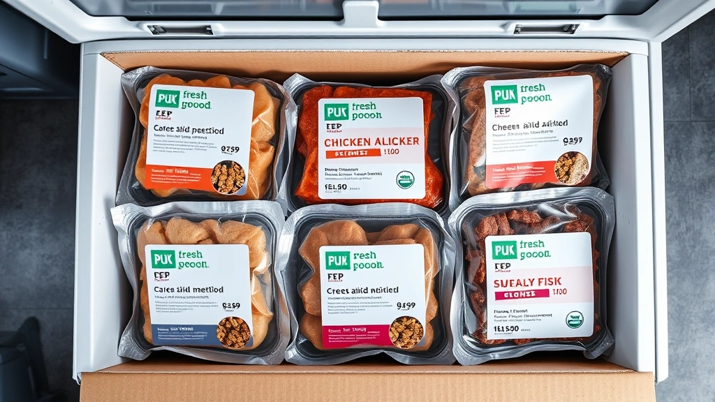 raised right dog food -
Photorealistic overhead shot of refrigerated fresh dog food subscription boxes