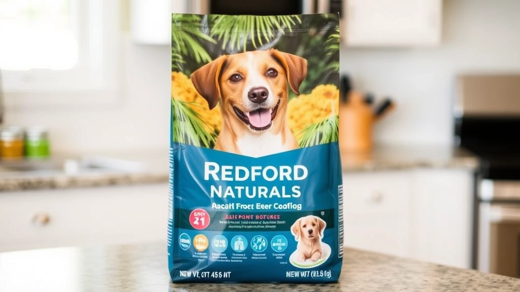 redford naturals dog food -
with a bag of Redford Naturals dog food visible in the background on a kitchen