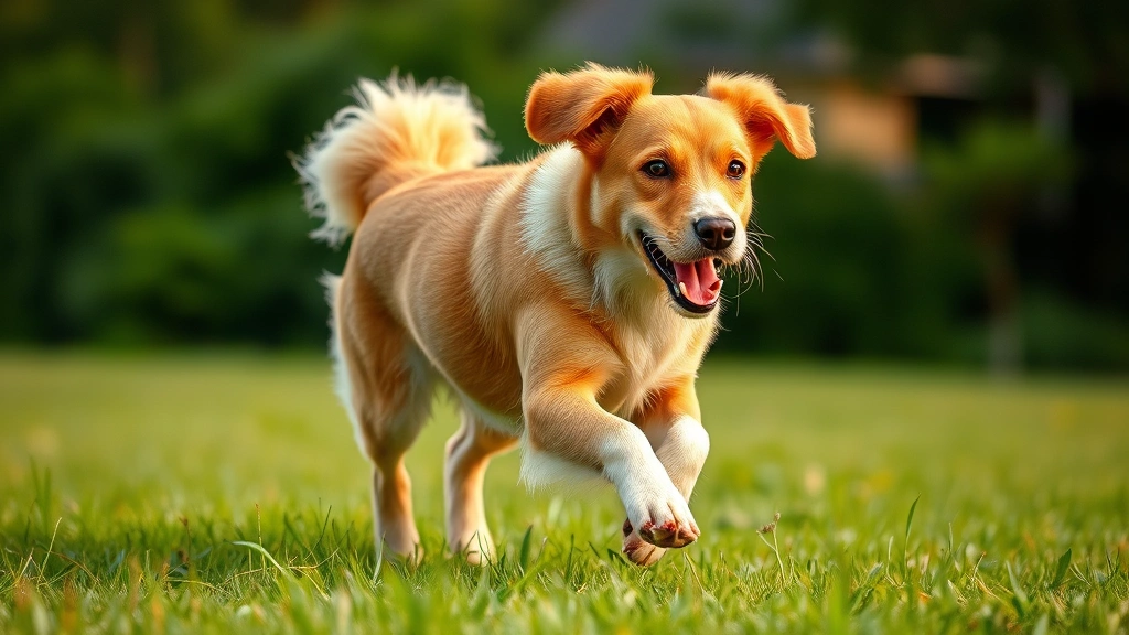 redford naturals dog food -
Photorealistic image of a healthy dog with shiny coat running through a grassy