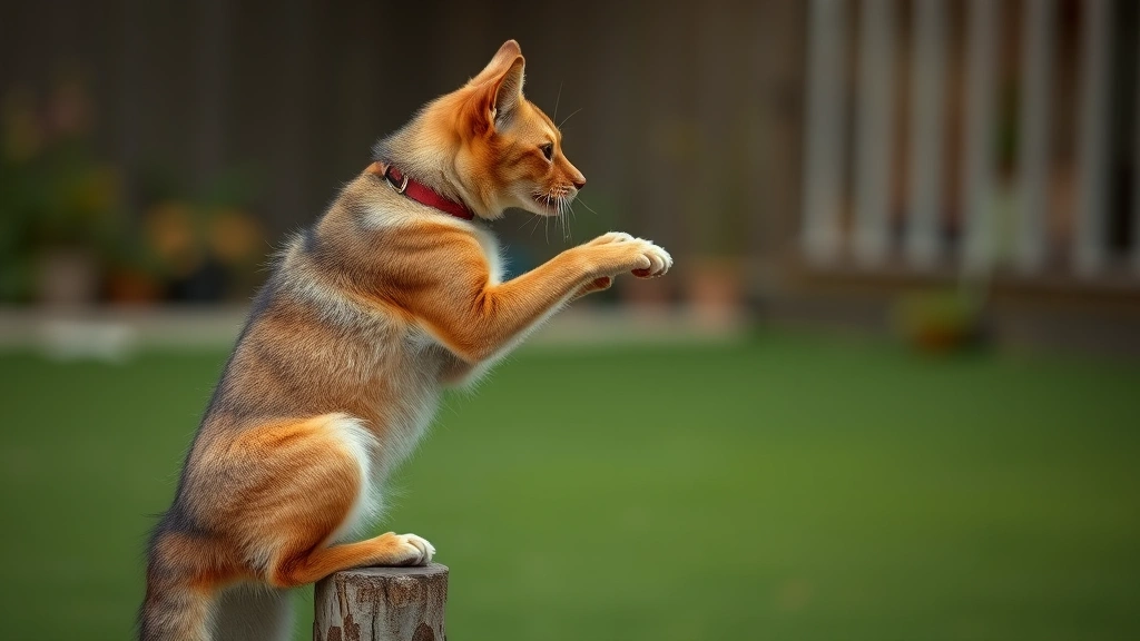 rescue dog raised by cats -
showing the dog’s cat-like perching behavior