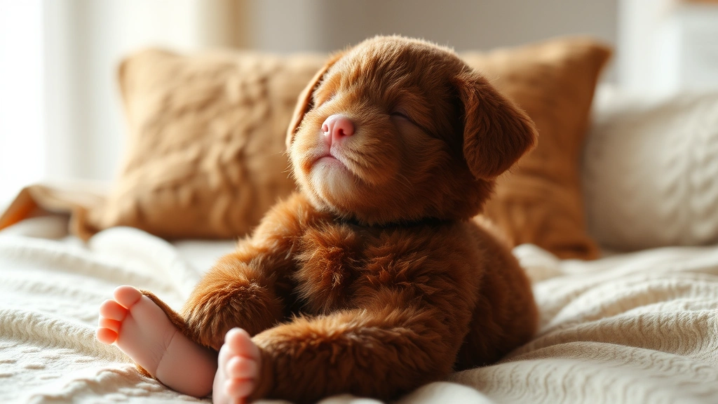rescue dog raised by cats -
sitting peacefully on a soft blanket