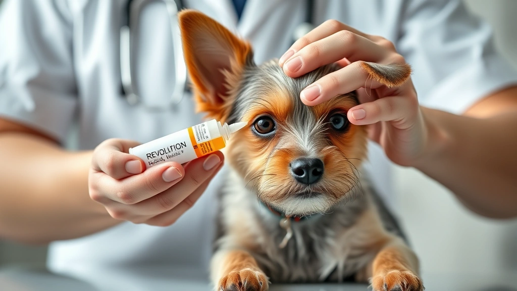 revolution for dogs -
Photorealistic image of a veterinarian’s hands holding a Revolution medic