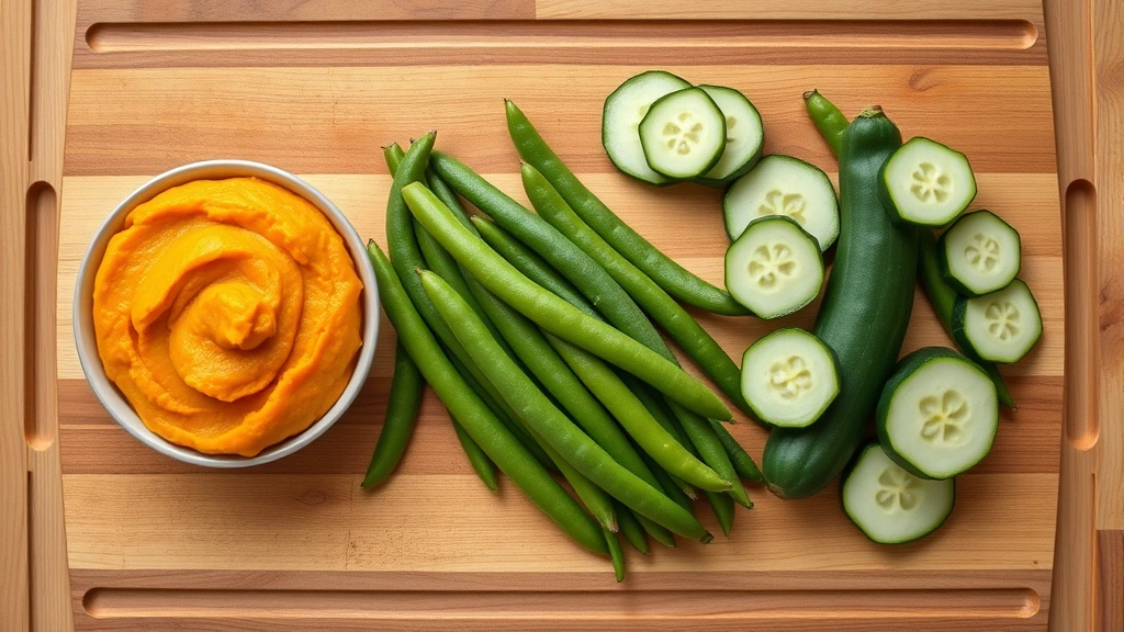 safe vegetables for cats -
Photorealistic flat lay overhead shot of various safe vegetables for cats inclu