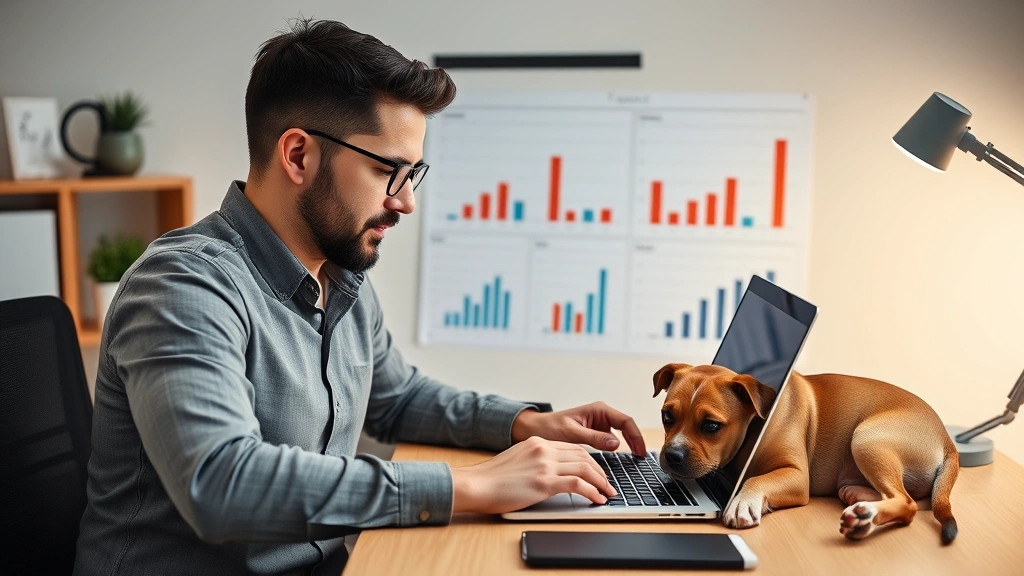 shoe dog book -
An entrepreneur at a laptop reviewing business metrics and growth charts with a