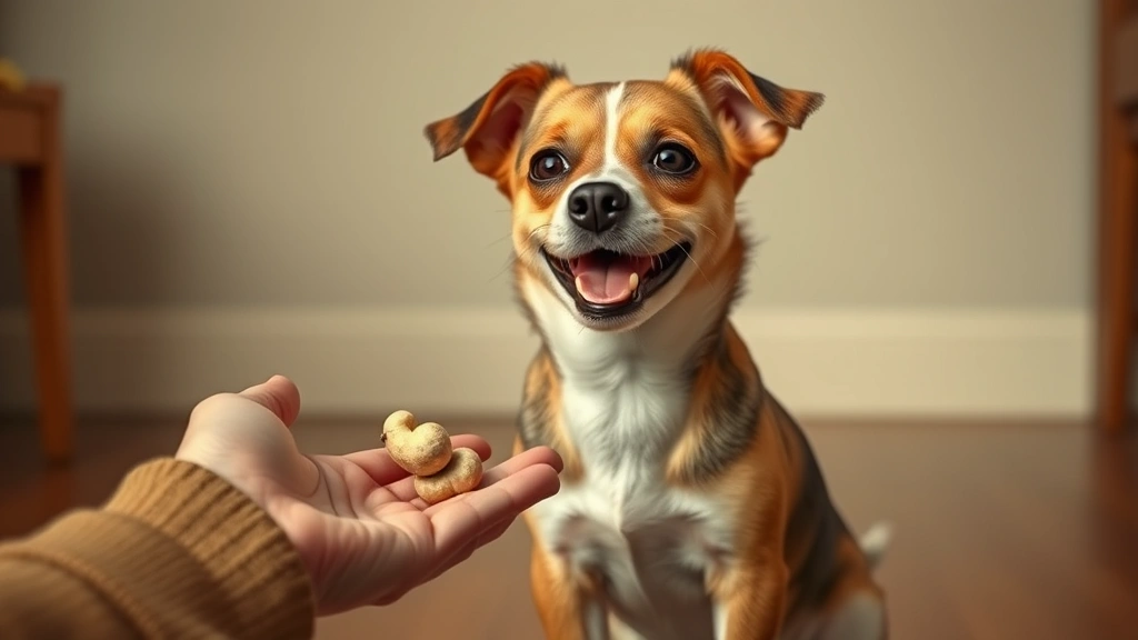 should dogs eat cashews -
Photorealistic image of a small dog sitting next to a person’s hand offer