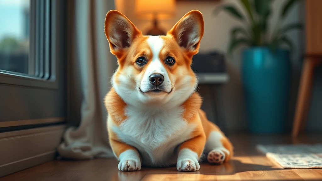 side eye dog meme -
Photorealistic image of a Corgi sitting indoors
