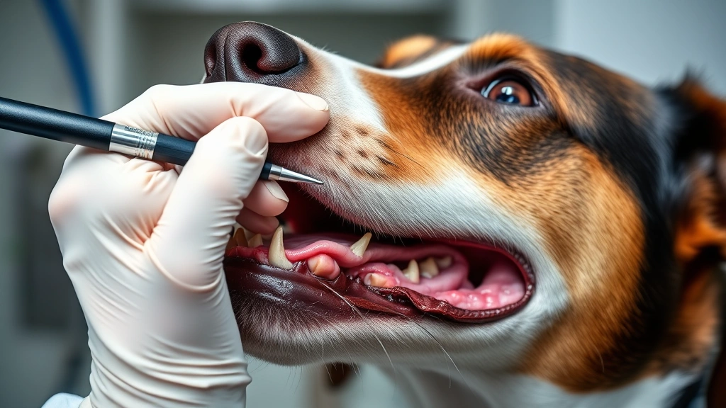 signs of a dog dying of heart failure -
Photorealistic close-up of a dog’s pale pink gums being examined by a vet